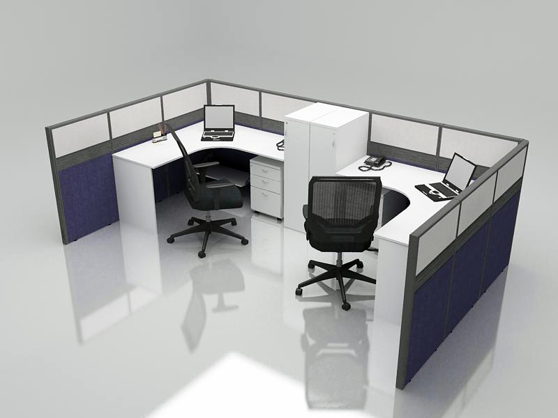 Office Cubicle for 2 Person - BLOCCO-CZ-WP-1C