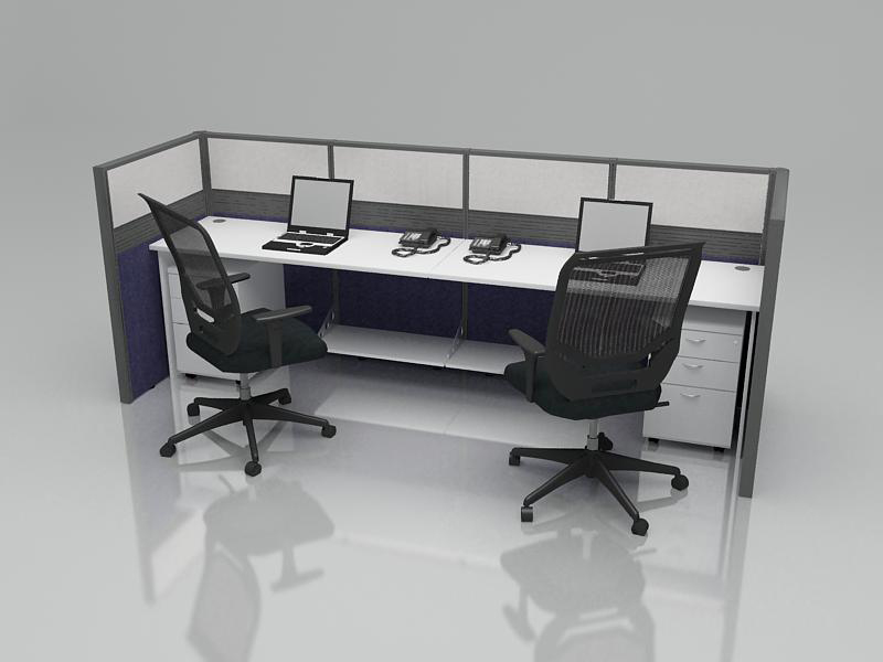 Office Cubicle for 2 Person - BLOCCO-CZ-WP-7